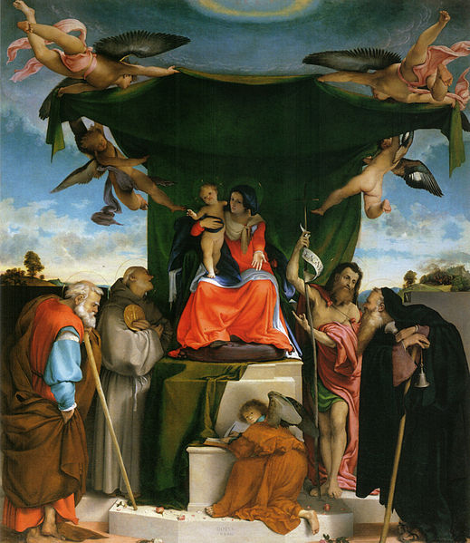 Lorenzo Lotto Thronende Madonna, Engel und Heilige